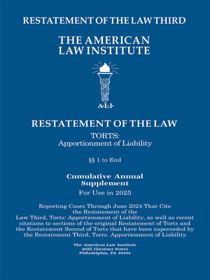 cover image of Restatement of the Law Third, Torts: Apportionment of Liability